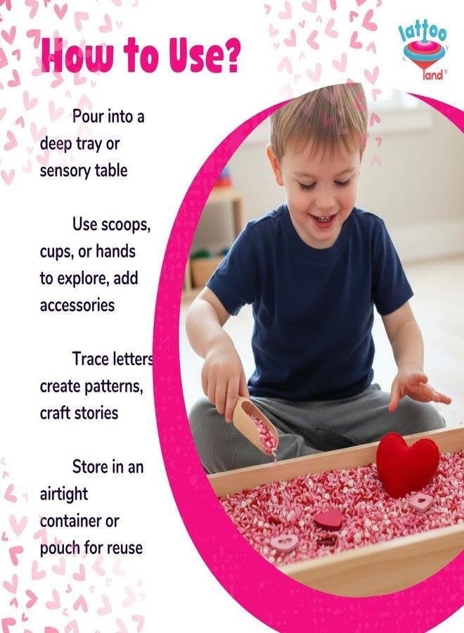 Lattooland Valentine’s Day Sensory Bin Fillers for Kids | Colorful Rice | DIY Sensory Play Kit | Valentine & Rice Activity for Toddlers | Kids Gift & Party Favors | Preschool Fun | Pretend Play - Image 2